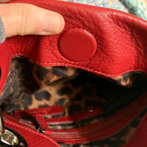 B. Makowsky Red Soft Pebble Leather Crossbody Bag - Picture 9 of 16